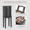 imageGiantex Jewelry Cabinet with 4 Drawers Jewelry Armoire with Flip up Mirror Top Storage Tray with Ring Slots Side Doors with Necklace Hooks Standing Jewelry Organizer Chest Black