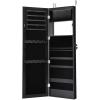 imageGiantex LED Jewelry Cabinet Wall Mounted Door Hanging Lockable Jewelry Armoire with 472 Full Length Mirror Foldable Makeup Tray Lipstick Brush Holders Jewelry Storage Organizer WhiteBlack