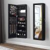 imageGiantex LED Jewelry Cabinet Wall Mounted Door Hanging Lockable Jewelry Armoire with 472 Full Length Mirror Foldable Makeup Tray Lipstick Brush Holders Jewelry Storage Organizer WhiteBlack