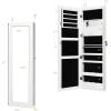 imageGiantex LED Jewelry Cabinet Wall Mounted Door Hanging Lockable Jewelry Armoire with 472 Full Length Mirror Foldable Makeup Tray Lipstick Brush Holders Jewelry Storage Organizer WhiteWhite