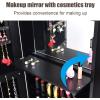 imageGiantex LED Jewelry Cabinet Wall Mounted Door Hanging Lockable Jewelry Armoire with 472 Full Length Mirror Foldable Makeup Tray Lipstick Brush Holders Jewelry Storage Organizer WhiteBlack