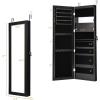 imageGiantex LED Jewelry Cabinet Wall Mounted Door Hanging Lockable Jewelry Armoire with 472 Full Length Mirror Foldable Makeup Tray Lipstick Brush Holders Jewelry Storage Organizer WhiteBlack