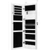 imageGiantex LED Jewelry Cabinet Wall Mounted Door Hanging Lockable Jewelry Armoire with 472 Full Length Mirror Foldable Makeup Tray Lipstick Brush Holders Jewelry Storage Organizer WhiteWhite