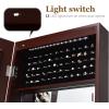 imageGiantex LED Jewelry Cabinet Wall Mounted Door Hanging Lockable Jewelry Armoire with 472 Full Length Mirror Foldable Makeup Tray Lipstick Brush Holders Jewelry Storage Organizer WhiteBrown