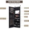 imageGiantex LED Jewelry Cabinet Wall Mounted Door Hanging Lockable Jewelry Armoire with 472 Full Length Mirror Foldable Makeup Tray Lipstick Brush Holders Jewelry Storage Organizer WhiteBlack