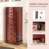 imageGiantex Large Jewelry Armoire Cabinet with 8 Drawers ampamp 2 Swing Doors 16 Hooks Top Mirror Boxes Standing Cambered Front Storage Chest Stand Large Standing Jewelry Armoire Dark Walnut