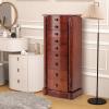 imageGiantex Large Jewelry Armoire Cabinet with 8 Drawers ampamp 2 Swing Doors 16 Hooks Top Mirror Boxes Standing Cambered Front Storage Chest Stand Large Standing Jewelry Armoire Dark Walnut