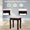 imageGiantex Makeup Vanity Table with 10 LED Lights Adjustable Brightness 4 Drawers Rotatable Mirror Cushioned Stool Vanity Desk Dressing Table Bedroom Furniture BlackEspresso