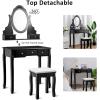 imageGiantex Makeup Vanity Table with 10 LED Lights Adjustable Brightness 4 Drawers Rotatable Mirror Cushioned Stool Vanity Desk Dressing Table Bedroom Furniture BlackBlack