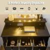 imageGiantex Makeup Vanity Table with 10 LED Lights Adjustable Brightness 4 Drawers Rotatable Mirror Cushioned Stool Vanity Desk Dressing Table Bedroom Furniture BlackBlack