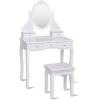 imageGiantex Makeup Vanity Table with 10 LED Lights Adjustable Brightness 4 Drawers Rotatable Mirror Cushioned Stool Vanity Desk Dressing Table Bedroom Furniture BlackWhite