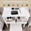 imageGiantex Makeup Vanity Table with 10 LED Lights Adjustable Brightness 4 Drawers Rotatable Mirror Cushioned Stool Vanity Desk Dressing Table Bedroom Furniture BlackWhite