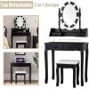 imageGiantex Makeup Vanity Table with 10 LED Lights Adjustable Brightness 4 Drawers Rotatable Mirror Cushioned Stool Vanity Desk Dressing Table Bedroom Furniture BlackBlack