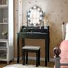 imageGiantex Makeup Vanity Table with 10 LED Lights Adjustable Brightness 4 Drawers Rotatable Mirror Cushioned Stool Vanity Desk Dressing Table Bedroom Furniture BlackBlack
