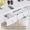 imageGiantex Makeup Vanity Table with 10 LED Lights Adjustable Brightness 4 Drawers Rotatable Mirror Cushioned Stool Vanity Desk Dressing Table Bedroom Furniture BlackWhite