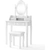 imageGiantex Makeup Vanity Table with 10 LED Lights Adjustable Brightness 4 Drawers Rotatable Mirror Cushioned Stool Vanity Desk Dressing Table Bedroom Furniture BlackWhite