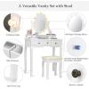 imageGiantex Makeup Vanity Table with 10 LED Lights Adjustable Brightness 4 Drawers Rotatable Mirror Cushioned Stool Vanity Desk Dressing Table Bedroom Furniture BlackWhite