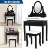 imageGiantex Makeup Vanity Table with 10 LED Lights Adjustable Brightness 4 Drawers Rotatable Mirror Cushioned Stool Vanity Desk Dressing Table Bedroom Furniture BlackBlack