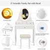 imageGiantex Makeup Vanity Table with 10 LED Lights Adjustable Brightness 4 Drawers Rotatable Mirror Cushioned Stool Vanity Desk Dressing Table Bedroom Furniture BlackWhite