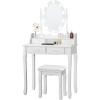 imageGiantex Makeup Vanity Table with 10 LED Lights Adjustable Brightness 4 Drawers Rotatable Mirror Cushioned Stool Vanity Desk Dressing Table Bedroom Furniture BlackWhite