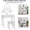 imageGiantex Makeup Vanity Table with 10 LED Lights Adjustable Brightness 4 Drawers Rotatable Mirror Cushioned Stool Vanity Desk Dressing Table Bedroom Furniture BlackWhite