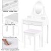 imageGiantex Makeup Vanity Table with 10 LED Lights Adjustable Brightness 4 Drawers Rotatable Mirror Cushioned Stool Vanity Desk Dressing Table Bedroom Furniture BlackWhite