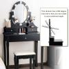 imageGiantex Makeup Vanity Table with 10 LED Lights Adjustable Brightness 4 Drawers Rotatable Mirror Cushioned Stool Vanity Desk Dressing Table Bedroom Furniture BlackBlack
