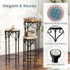 imageGiantex Metal Plant Stand Set of 3 28quot Mosaic Tall Flower Stand with Ceramic Top Round Tile Nesting Display Side Table Indoor Outdoor Flower Holder for Wedding Party Patio Living Room