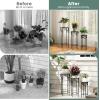 imageGiantex Metal Plant Stand Set of 3 28quot Mosaic Tall Flower Stand with Ceramic Top Round Tile Nesting Display Side Table Indoor Outdoor Flower Holder for Wedding Party Patio Living Room