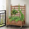 imageGiantex Mobile Plant Raised Bed Wood Planter with Lattice Trellis and Wheels Flower Box for Plant Climbing Vertical Garden for Balcony Patio Yard 25quotx11quotx 50quot1
