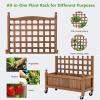 imageGiantex Mobile Plant Raised Bed Wood Planter with Lattice Trellis and Wheels Flower Box for Plant Climbing Vertical Garden for Balcony Patio Yard 25quotx11quotx 50quot2