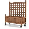 imageGiantex Mobile Plant Raised Bed Wood Planter with Lattice Trellis and Wheels Flower Box for Plant Climbing Vertical Garden for Balcony Patio Yard 25quotx11quotx 50quot2