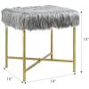 imageGiantex Ottoman Footrest WPaddedLuxurious Faux Fur Covered Seat and Gold Metal Base for Living Room Bedroom Square Ottoman Gray