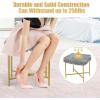 imageGiantex Ottoman Footrest WPaddedLuxurious Faux Fur Covered Seat and Gold Metal Base for Living Room Bedroom Square Ottoman Gray