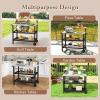 imageGiantex Outdoor Grill Cart  Movable Pizza Oven Stand with Stainless Steel Top 2 Storage Shelves 9 Hooks Food Prep Cooking Table with Lockable Wheels Dinning Serving Cart for Kitchen BBQ Party41 x 20 4Tier