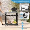 imageGiantex Outdoor Grill Cart  Movable Pizza Oven Stand with Stainless Steel Top 2 Storage Shelves 9 Hooks Food Prep Cooking Table with Lockable Wheels Dinning Serving Cart for Kitchen BBQ Party29 x 20 2Tier