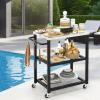imageGiantex Outdoor Grill Cart  Movable Pizza Oven Stand with Stainless Steel Top 2 Storage Shelves 9 Hooks Food Prep Cooking Table with Lockable Wheels Dinning Serving Cart for Kitchen BBQ Party24 x 16 3Tier