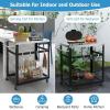 imageGiantex Outdoor Grill Cart  Movable Pizza Oven Stand with Stainless Steel Top 2 Storage Shelves 9 Hooks Food Prep Cooking Table with Lockable Wheels Dinning Serving Cart for Kitchen BBQ Party29 x 20 2Tier