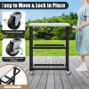 imageGiantex Outdoor Grill Cart  Movable Pizza Oven Stand with Stainless Steel Top 2 Storage Shelves 9 Hooks Food Prep Cooking Table with Lockable Wheels Dinning Serving Cart for Kitchen BBQ Party24 x 16 3Tier