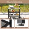 imageGiantex Outdoor Grill Cart  Movable Pizza Oven Stand with Stainless Steel Top 2 Storage Shelves 9 Hooks Food Prep Cooking Table with Lockable Wheels Dinning Serving Cart for Kitchen BBQ Party41 x 20 4Tier