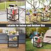 imageGiantex Outdoor Grill Cart  Movable Pizza Oven Stand with Stainless Steel Top 2 Storage Shelves 9 Hooks Food Prep Cooking Table with Lockable Wheels Dinning Serving Cart for Kitchen BBQ Party24 x 16 3Tier