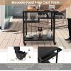 imageGiantex Outdoor Grill Cart  Pizza Oven Stand Table with Lockable Wheels ThreeShelf Outdoor Cooking Prep Table with Garbage Bag Holder Removable Hooks Movable Dining Cart for Kitchen BBQ PartyThreeShelf