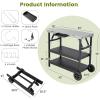 imageGiantex Outdoor Grill Cart with Wheels Food Prep Table with 3 Storage Shelves Detachable Spice Rack Garbage Bag Holder 4 Hooks Movable Dining Cart Worktable Trolley for Outside Kitchen BBQ