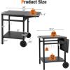 imageGiantex Outdoor Pizza Oven Stand Grill Cart with Wheels Foldable Side Table Gas Tank Hook 4 Removable Hooks DoubleShelf Movable Dining Cart Food Prep Worktable Trolley for Outside Kitchen BBQ