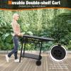 imageGiantex Outdoor Pizza Oven Stand Grill Cart with Wheels Foldable Side Table Gas Tank Hook 4 Removable Hooks DoubleShelf Movable Dining Cart Food Prep Worktable Trolley for Outside Kitchen BBQ
