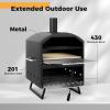 imageGiantex Outdoor Pizza Oven Wood Fired 2Layer Pizza Maker with 12Inch Pizza Stone Pizza Peel Removable Cooking Rack Waterproof Cover Folding Legs Outside Pizza Ovens for Camping Backyard BBQ16 Inch