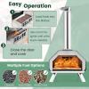 imageGiantex Outdoor Pizza Oven Wood Pellet Fired Grill With 12 Stone Peel Foldable Legs Portable Stainless Steel Maker for Camping Backyard Cooking Black ampamp SilverBlack  Silver