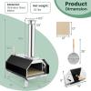 imageGiantex Outdoor Pizza Oven Wood Pellet Fired Grill With 12 Stone Peel Foldable Legs Portable Stainless Steel Maker for Camping Backyard Cooking Black ampamp SilverBlack  Silver