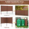 imageGiantex Outdoor Privacy Screen 2 Panels 48W x 48H Decorative Air Conditioner Fence Trash Can Enclosure with 3 Stakes Easy Assembly PVC Vinyl Picket Fences for Garden Patio Lawn WhiteBrown