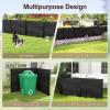imageGiantex Outdoor Privacy Screen 2 Panels 48W x 48H Decorative Air Conditioner Fence Trash Can Enclosure with 3 Stakes Easy Assembly PVC Vinyl Picket Fences for Garden Patio Lawn WhiteBlack
